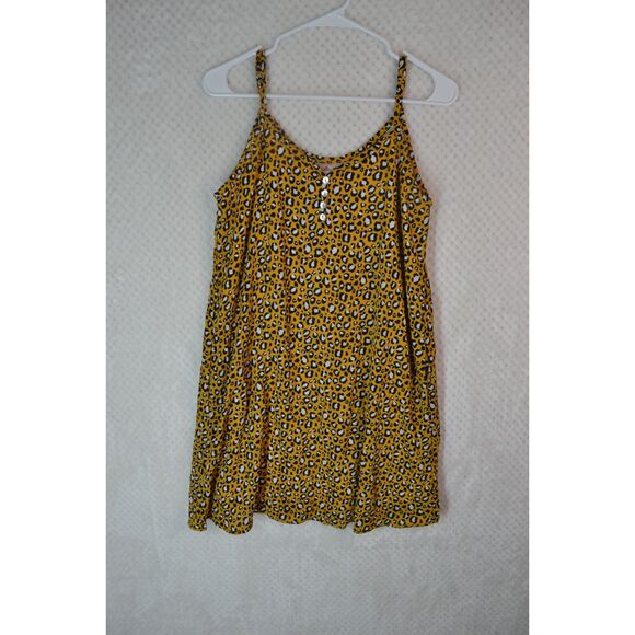 Willow Root Women's Small Yellow Leopard Print Spaghetti Strap Dress - Picture 1 of 16